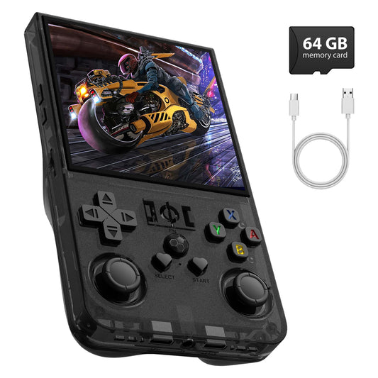 R36MAX Handheld Retro Gaming Console, 4.0-Inch Screen with 64GB Classic Games, Supports 30+ Simulators, Black | Turbo Console Gaming Console