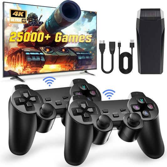 Retro Gaming Console, 25,000+ Built-in Games, 4K HDMI, Plug & Play TV Game Stick with 2.4GHz Wireless Controller, Black | Turbo Console Gaming Console