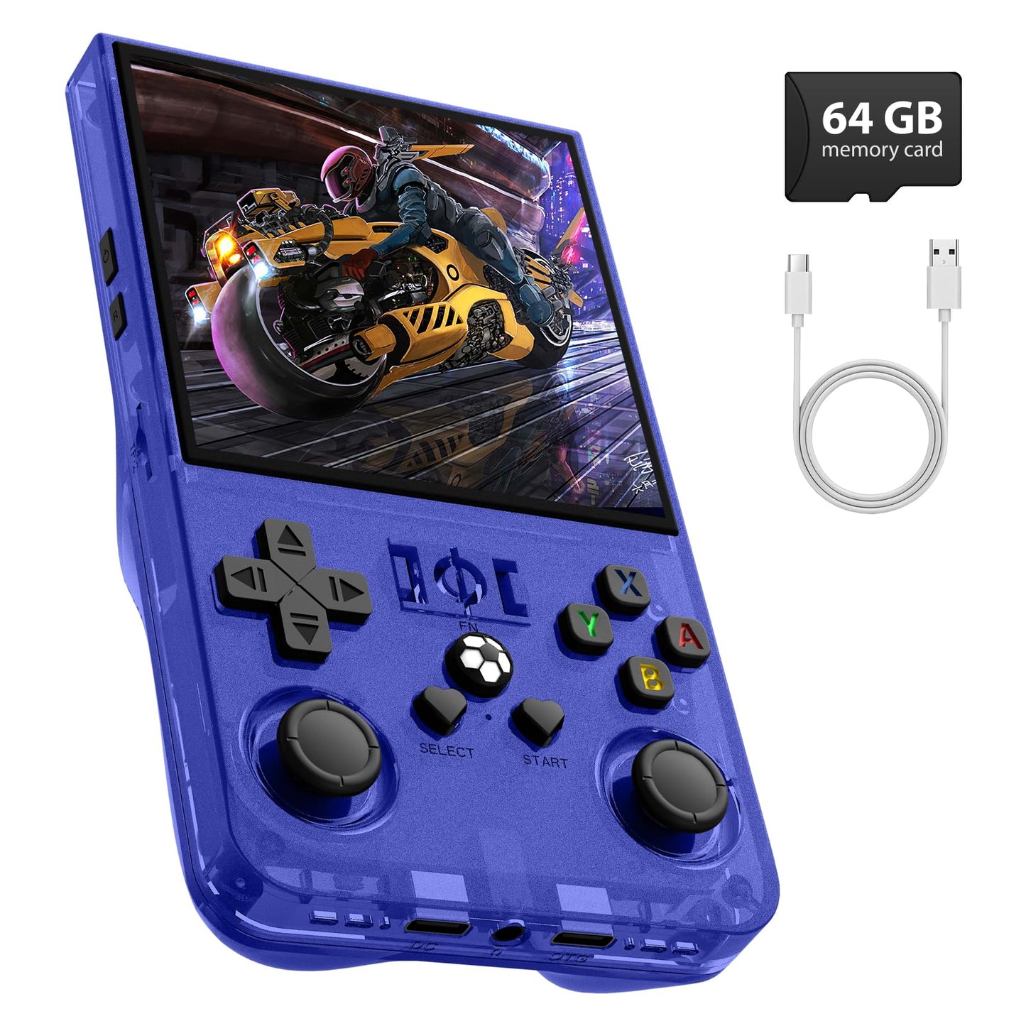 4.0-Inch Handheld Retro Gaming Console with 64GB Classic Games, Supports 30+ Simulators, Blue | Turbo Console Gaming Console