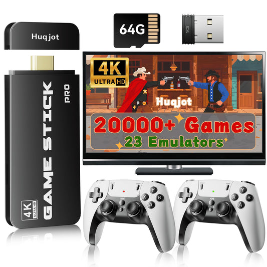 2025 Upgraded Retro Gaming Console Pro, 4K HDMI Plug-and-Play with 20,000+ Games & 23 Emulators, Dual 2.4G Wireless Controllers (64GB) | Turbo Console Gaming Console